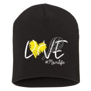 LOVE Tennis Mom Life Gift For Mom Women Mothers Day Short Acrylic Beanie