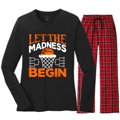 Let The Madness Begin College Madness Basketball Women's Long Sleeve Flannel Pajama Set 