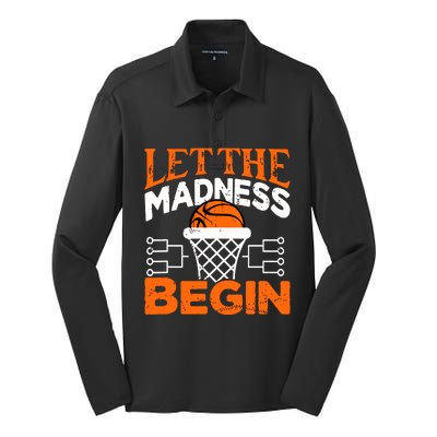 Let The Madness Begin College Madness Basketball Silk Touch Performance Long Sleeve Polo