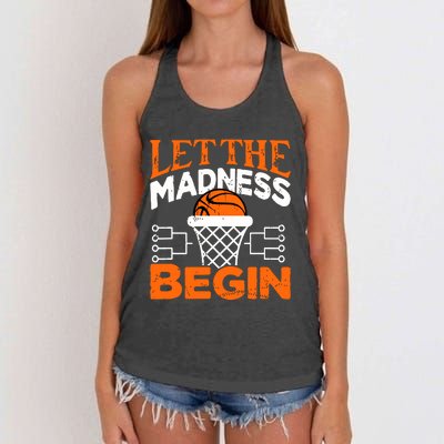 Let The Madness Begin College Madness Basketball Women's Knotted Racerback Tank