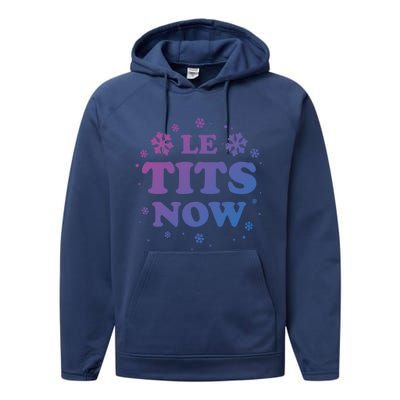 Le Tits Now Let It Snow Funny Christmas Winter Xmas Wordplay Gift Performance Fleece Hoodie