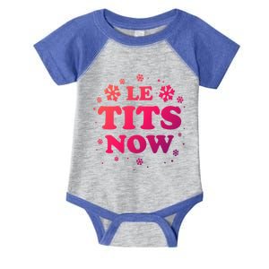 Le Tits Now Let It Snow Funny Christmas Winter Xmas Wordplay Gift Infant Baby Jersey Bodysuit