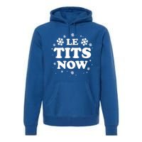 Le Tits Now Let It Snow Funny Christmas Winter Xmas Wordplay Funny Gift Premium Hoodie