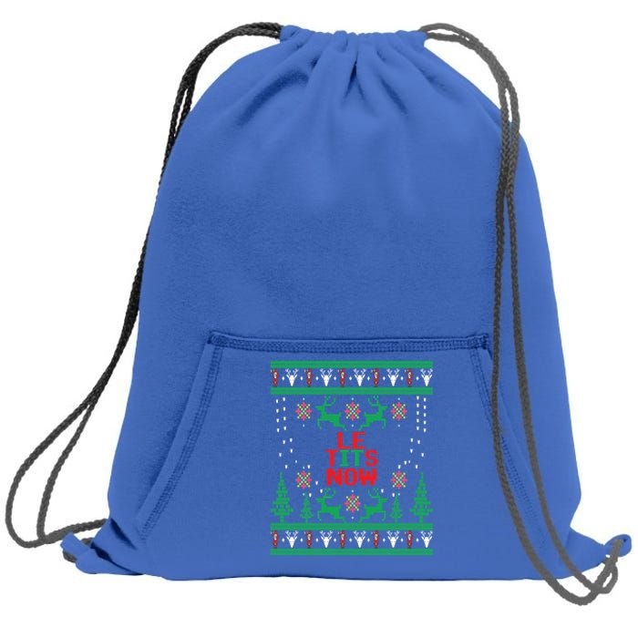 Le Tits Now Christmas Let It Snow Ugly Sweater Party Funny Gift Sweatshirt Cinch Pack Bag