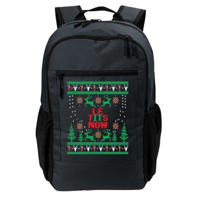 Le Tits Now Christmas Let It Snow Ugly Sweater Party Funny Gift Daily Commute Backpack