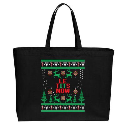 Le Tits Now Christmas Let It Snow Ugly Sweater Party Funny Gift Cotton Canvas Jumbo Tote