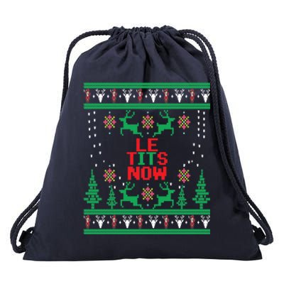 Le Tits Now Christmas Let It Snow Ugly Sweater Party Funny Gift Drawstring Bag