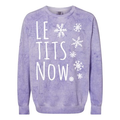 Le Tits Now Humor Christmas Colorblast Crewneck Sweatshirt