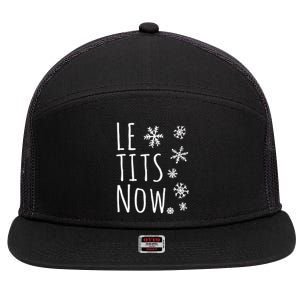 Le Tits Now Humor Christmas 7 Panel Mesh Trucker Snapback Hat