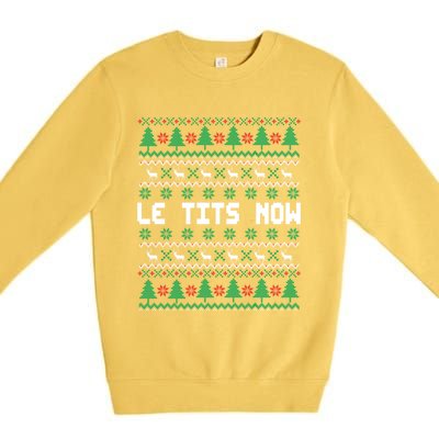 Le Tits Now Ugly Christmas Sweater Let It Snow Meaningful Gift Premium Crewneck Sweatshirt