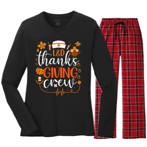 L&D Thanksgiving Nurse Crew Labor and Delivery Nurse Turkey Women's Long Sleeve Flannel Pajama Set 