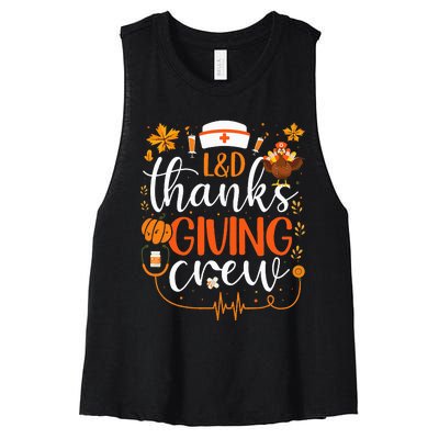 L&D Thanksgiving Nurse Crew Labor and Delivery Nurse Turkey Women's Racerback Cropped Tank