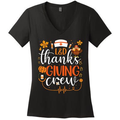 L&D Thanksgiving Nurse Crew Labor and Delivery Nurse Turkey Women's V-Neck T-Shirt