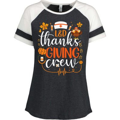 L&D Thanksgiving Nurse Crew Labor and Delivery Nurse Turkey Enza Ladies Jersey Colorblock Tee