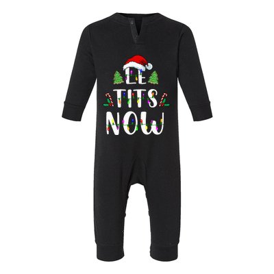 Le Tits Now Christmas Let It Snow Ugly Sweater Funny Party Infant Fleece One Piece