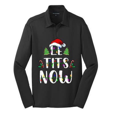 Le Tits Now Christmas Let It Snow Ugly Sweater Funny Party Silk Touch Performance Long Sleeve Polo