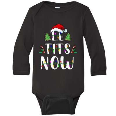 Le Tits Now Christmas Let It Snow Ugly Sweater Funny Party Baby Long Sleeve Bodysuit