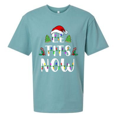 Le Tits Now Christmas Let It Snow Ugly Sweater Funny Party Sueded Cloud Jersey T-Shirt