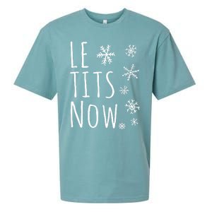 Le Tits Now Gift Let It Snow Gift Humor Christmas Sueded Cloud Jersey T-Shirt