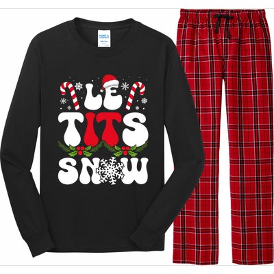 Le Tits Now Funny Christmas Let It Snow Xmas Hat Snowflake Cute Gift Long Sleeve Pajama Set