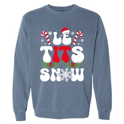 Le Tits Now Funny Christmas Let It Snow Xmas Hat Snowflake Cute Gift Garment-Dyed Sweatshirt