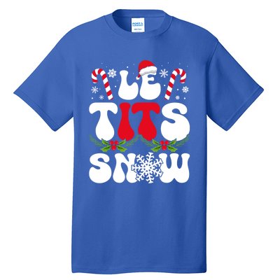 Le Tits Now Funny Christmas Let It Snow Xmas Hat Snowflake Cute Gift Tall T-Shirt