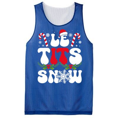 Le Tits Now Funny Christmas Let It Snow Xmas Hat Snowflake Cute Gift Mesh Reversible Basketball Jersey Tank