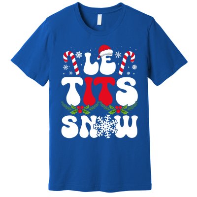 Le Tits Now Funny Christmas Let It Snow Xmas Hat Snowflake Cute Gift Premium T-Shirt