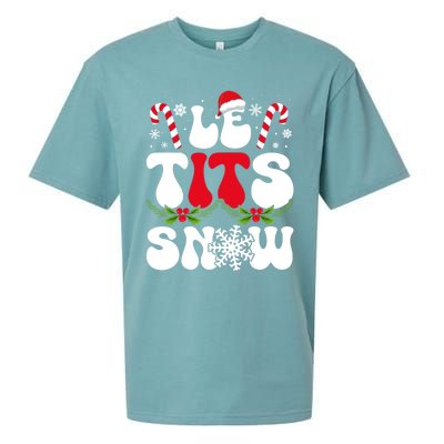 Le Tits Now Funny Christmas Let It Snow Xmas Hat Snowflake Cute Gift Sueded Cloud Jersey T-Shirt