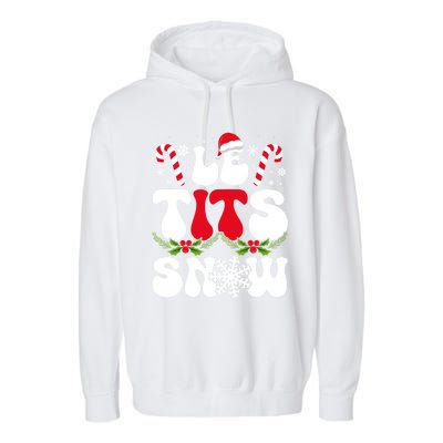 Le Tits Now Funny Christmas Let It Snow Xmas Hat Snowflake Cute Gift Garment-Dyed Fleece Hoodie