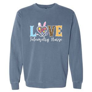 Love Telemetry Nurse Bunny Easter Egg Stethoscope Leopard Gift Garment-Dyed Sweatshirt