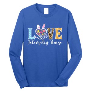 Love Telemetry Nurse Bunny Easter Egg Stethoscope Leopard Gift Long Sleeve Shirt