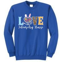 Love Telemetry Nurse Bunny Easter Egg Stethoscope Leopard Gift Sweatshirt