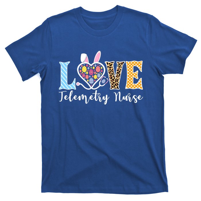 Love Telemetry Nurse Bunny Easter Egg Stethoscope Leopard Gift T-Shirt