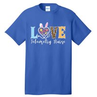 Love Telemetry Nurse Bunny Easter Egg Stethoscope Leopard Gift Tall T-Shirt