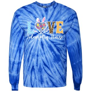 Love Telemetry Nurse Bunny Easter Egg Stethoscope Leopard Gift Tie-Dye Long Sleeve Shirt