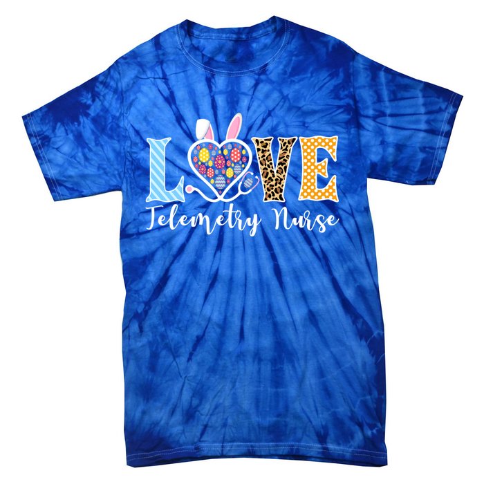 Love Telemetry Nurse Bunny Easter Egg Stethoscope Leopard Gift Tie-Dye T-Shirt