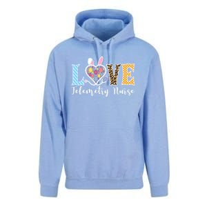 Love Telemetry Nurse Bunny Easter Egg Stethoscope Leopard Gift Unisex Surf Hoodie