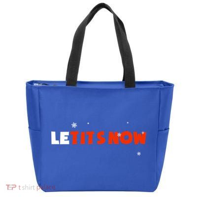 Le Tits Now Christmas Let It Snow Party Notty Santa Great Gift Zip Tote Bag