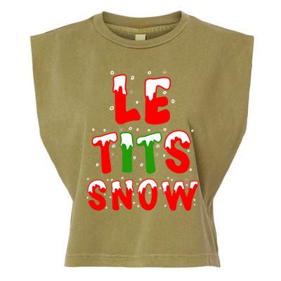 Le Tits Now Let It Snow Funny Christmas Gift Garment-Dyed Women's Muscle Tee