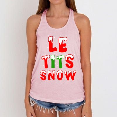 Le Tits Now Let It Snow Funny Christmas Gift Women's Knotted Racerback Tank