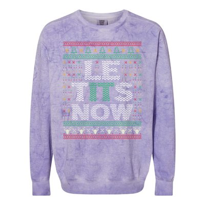 Le Tits Now Christmas Let It Snow Ugly Sweater Funny Party Funny Gift Colorblast Crewneck Sweatshirt