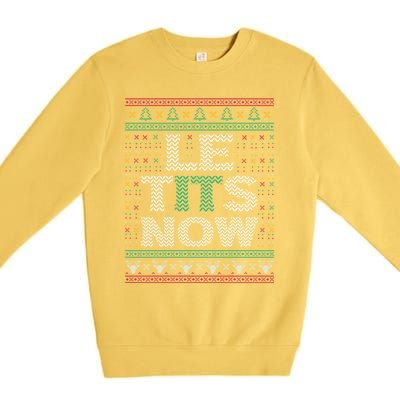 Le Tits Now Christmas Let It Snow Ugly Sweater Funny Party Funny Gift Premium Crewneck Sweatshirt