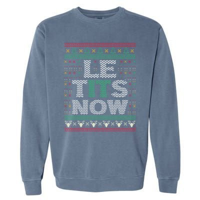 Le Tits Now Christmas Let It Snow Ugly Sweater Funny Party Funny Gift Garment-Dyed Sweatshirt