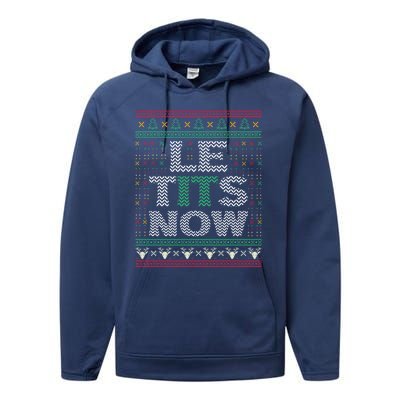 Le Tits Now Christmas Let It Snow Ugly Sweater Funny Party Funny Gift Performance Fleece Hoodie