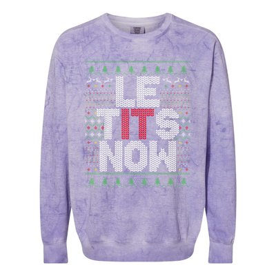 Le Tits Now Christmas Let It Snow Ugly Sweater Funny Party Colorblast Crewneck Sweatshirt