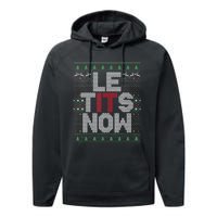 Le Tits Now Christmas Let It Snow Ugly Sweater Funny Party Performance Fleece Hoodie