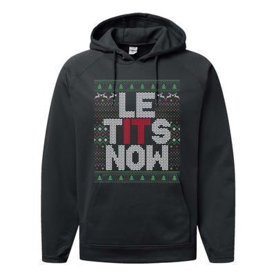 Le Tits Now Christmas Let It Snow Ugly Sweater Funny Party Performance Fleece Hoodie