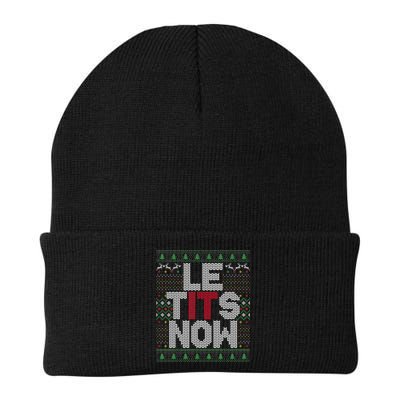 Le Tits Now Christmas Let It Snow Ugly Sweater Funny Party Beanie