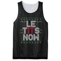 Le Tits Now Christmas Let It Snow Ugly Sweater Funny Party Mesh Reversible Basketball Jersey Tank